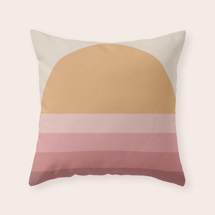 Minimal Retro Sunset Sunrise - Neutral Pink Throw Pillow Gallery Image 6