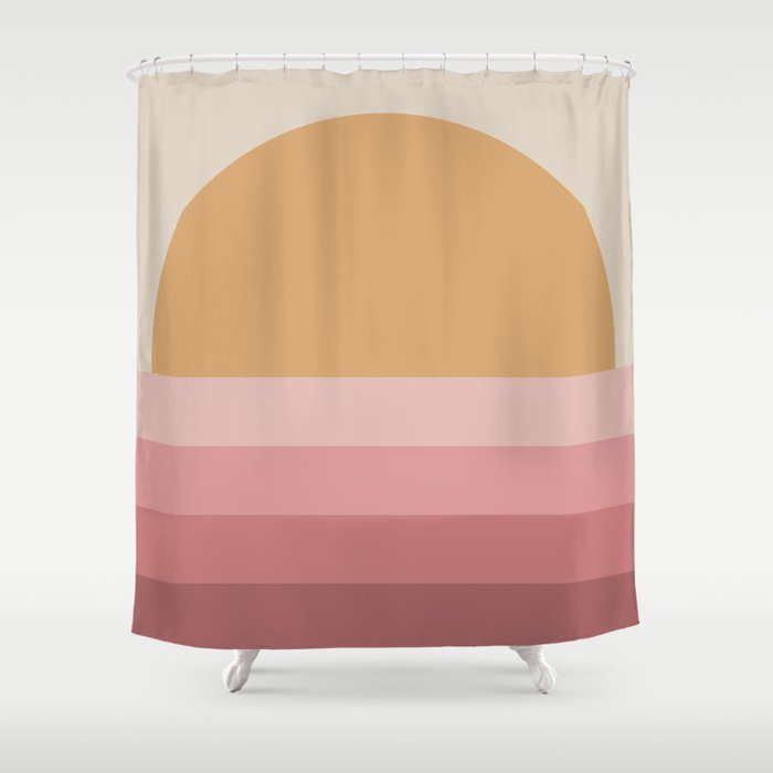 Minimal Retro Sunset Sunrise - Neutral Pink Shower Curtain Gallery Image 1