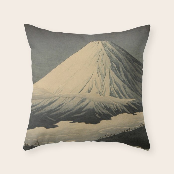 Shotei Takahashi Four Seasons of Mount Fuji Near Omuro Kawase Hasui Japanese Woodblock Print Throw Pillow Gallery Image 6