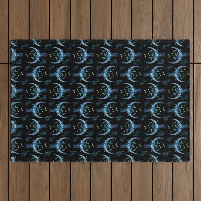 Lime Hawk Moths Night Outdoor Rug Gallery Image 1