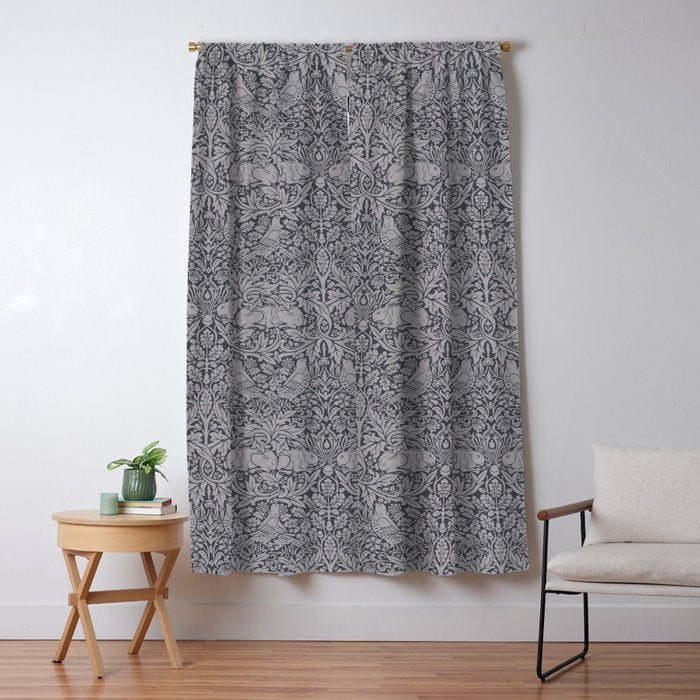 William Morris Brer Rabbit Ink Silver Vintage Pattern Window Curtain Gallery Image 5