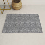 William Morris Brer Rabbit Ink Silver Vintage Pattern Rug Gallery Image 1