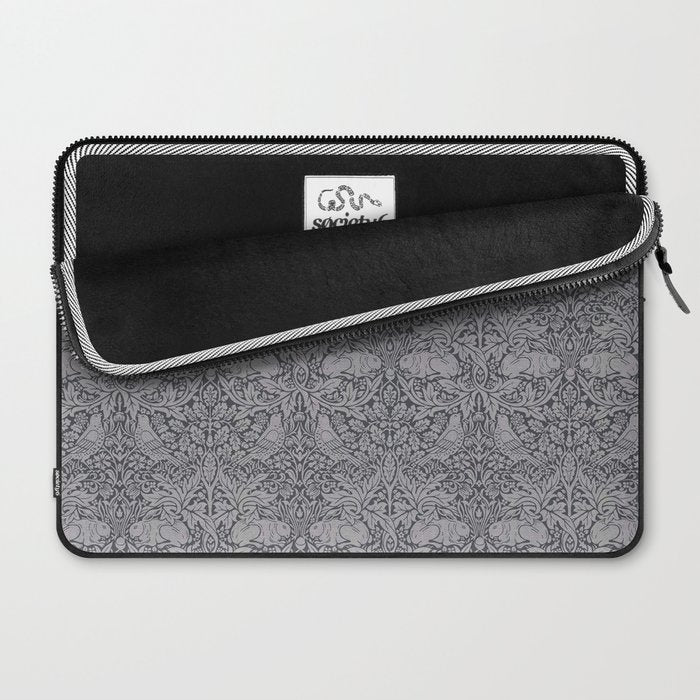 William Morris Brer Rabbit Ink Silver Vintage Pattern Laptop Sleeve Gallery Image 2