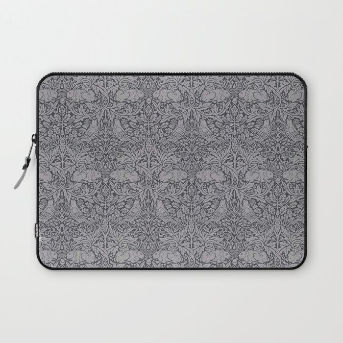 William Morris Brer Rabbit Ink Silver Vintage Pattern Laptop Sleeve Gallery Image 1