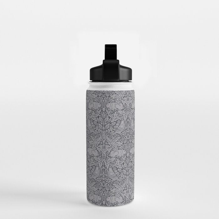 William Morris Brer Rabbit Ink Silver Vintage Pattern Water Bottle Gallery Image 2