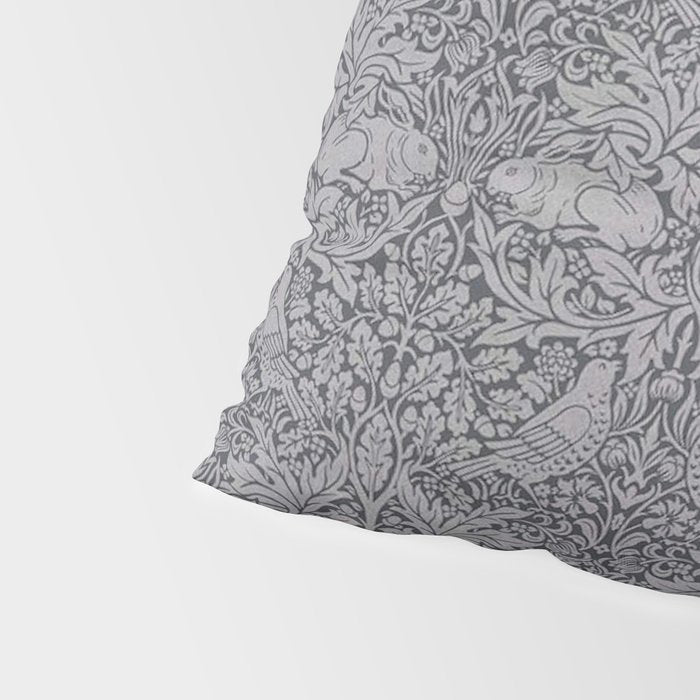 William Morris Brer Rabbit Ink Silver Vintage Pattern Pillow Sham Gallery Image 4