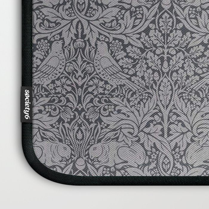 William Morris Brer Rabbit Ink Silver Vintage Pattern Laptop Sleeve Gallery Image 3