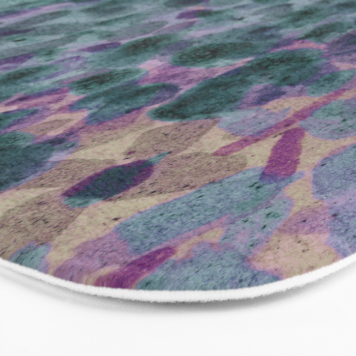 Garden Lilac Flower Painting in Teal & Pink Bath Mat Gallery Image 3