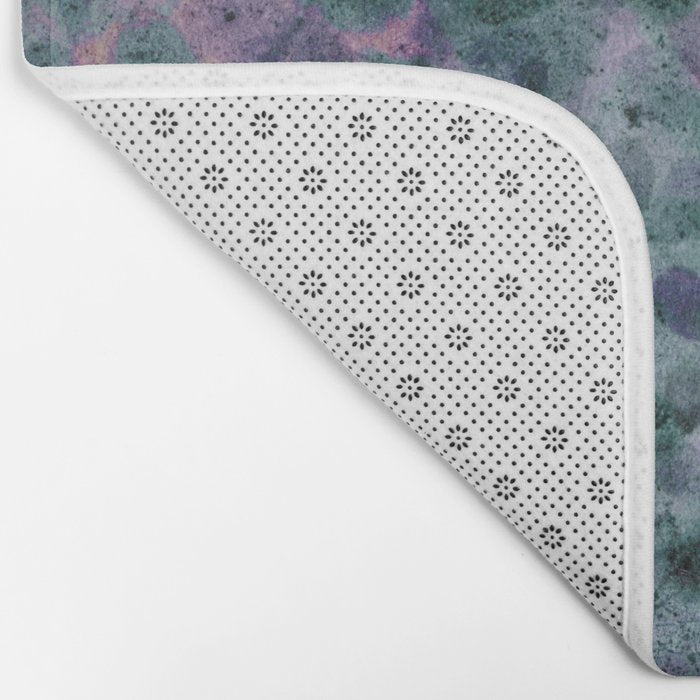 Garden Lilac Flower Painting in Teal & Pink Bath Mat Gallery Image 2
