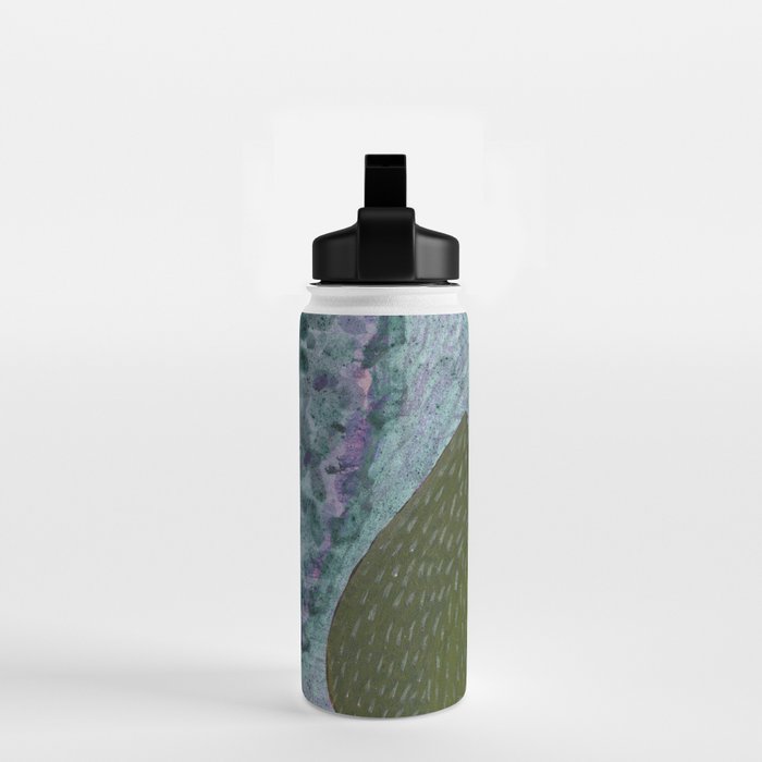 Garden Lilac Flower Painting in Teal & Pink Water Bottle Gallery Image 2