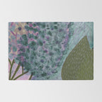 Garden Lilac Flower Painting in Teal & Pink Rug Gallery Image 2