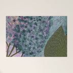 Garden Lilac Flower Painting in Teal & Pink Welcome Mat Gallery Image 1