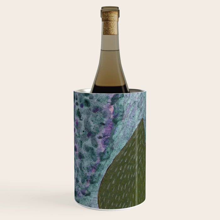 Garden Lilac Flower Painting in Teal & Pink Wine Chiller Gallery Image 3