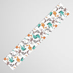 Origami dragon friends // white background aqua orange grey and taupe fantastic creatures Table Runner Gallery Image 3