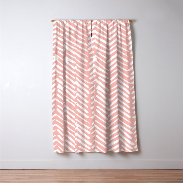 Pink, Boho, Abstract, Herringbone Pattern Window Curtain Gallery Image 3