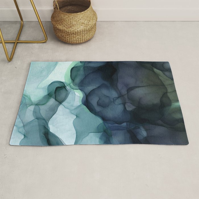 Night Blue Flowing Art Rug Gallery Image 1