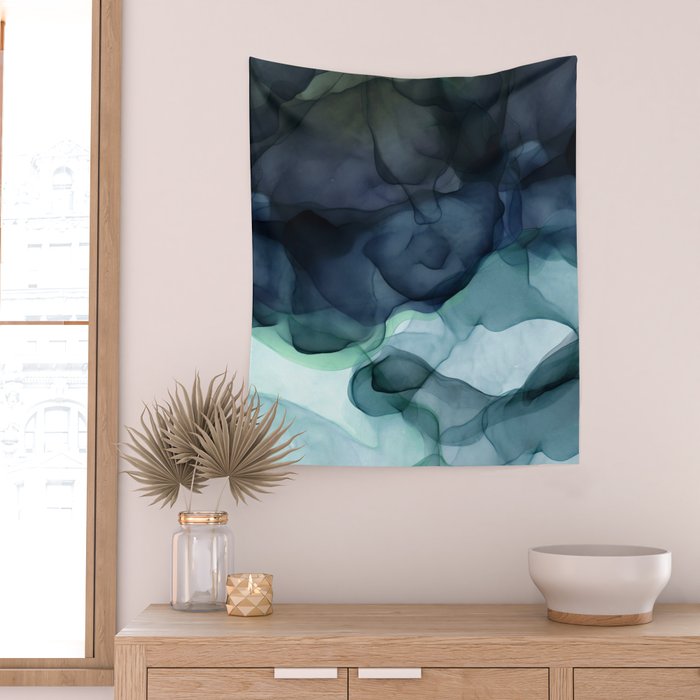 Night Blue Flowing Art Wall Tapestry Gallery Image 2