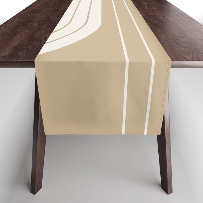 Two Tone Line Curvature LXV Earthy Boho Modern Arch Abstract Table Runner Gallery Image 1