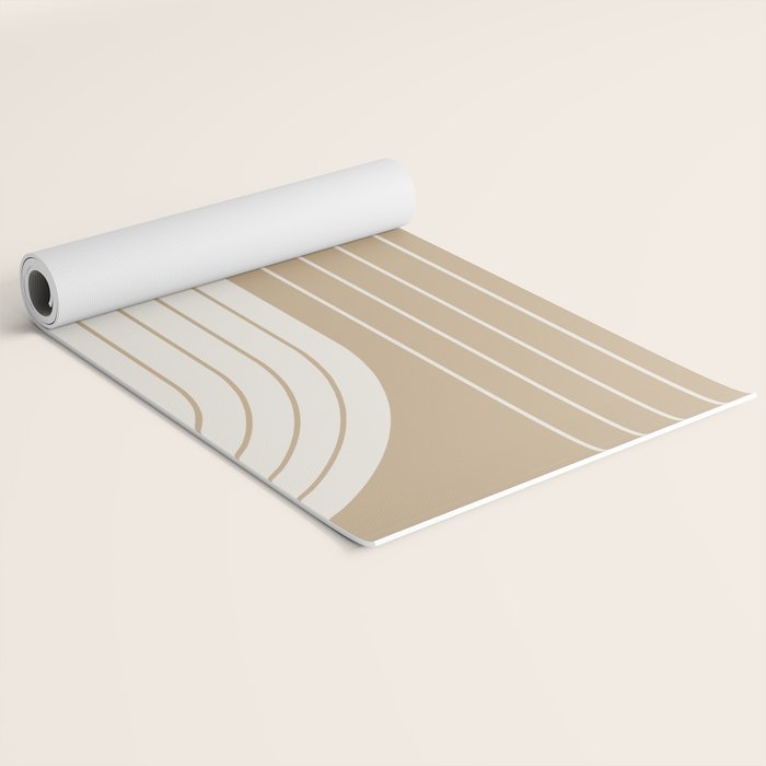 Two Tone Line Curvature LXV Earthy Boho Modern Arch Abstract Yoga Mat Gallery Image 2