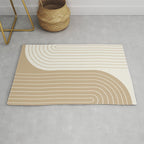 Two Tone Line Curvature LXV Earthy Boho Modern Arch Abstract Rug Gallery Image 1