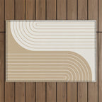 Two Tone Line Curvature LXV Earthy Boho Modern Arch Abstract Outdoor Rug Gallery Image 1