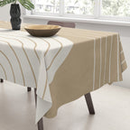 Two Tone Line Curvature LXV Earthy Boho Modern Arch Abstract Tablecloth Gallery Image 3