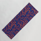 Block print berries blue Yoga Mat Gallery Image 1