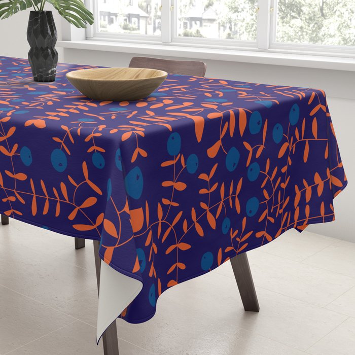 Block print berries blue Tablecloth Gallery Image 3