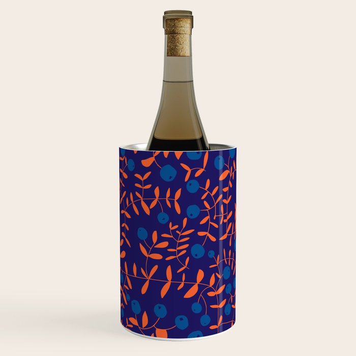 Block print berries blue Wine Chiller Gallery Image 1