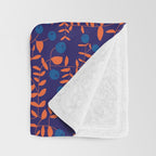 Block print berries blue Throw Blanket Gallery Image 3