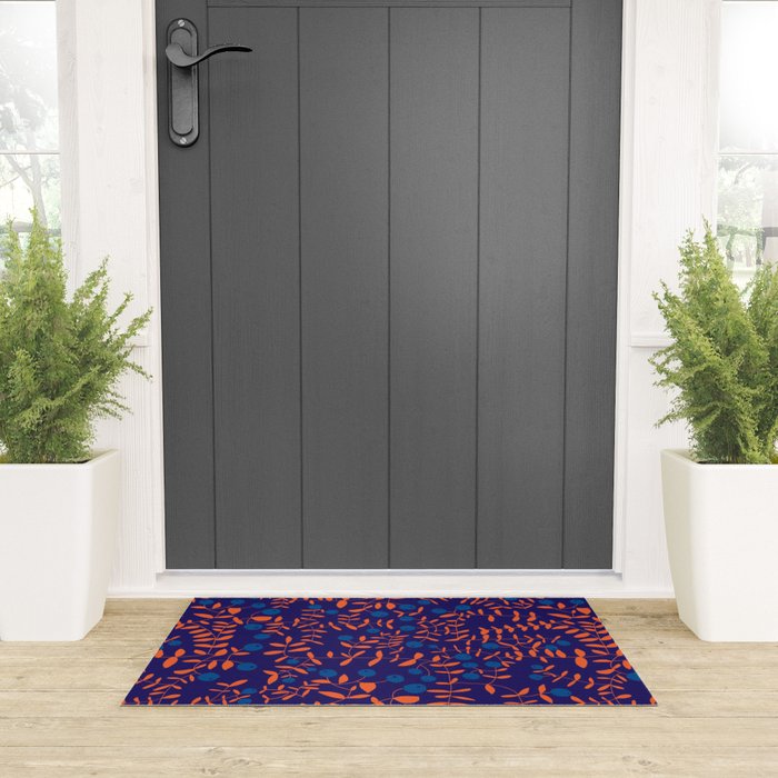 Block print berries blue Welcome Mat Gallery Image 3