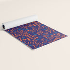 Block print berries blue Yoga Mat Gallery Image 2