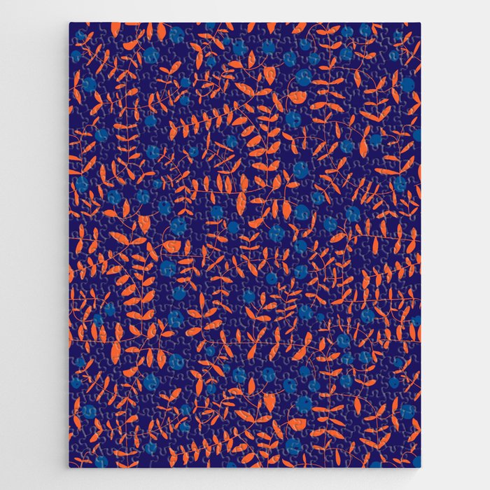Block print berries blue Jigsaw Puzzle Gallery Image 1