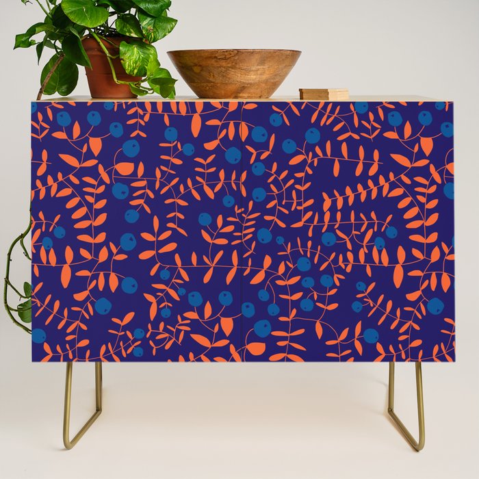 Block print berries blue Credenza Gallery Image 1