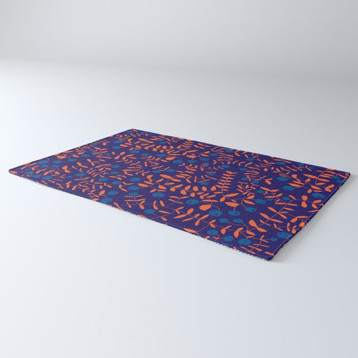Block print berries blue Rug Gallery Image 3