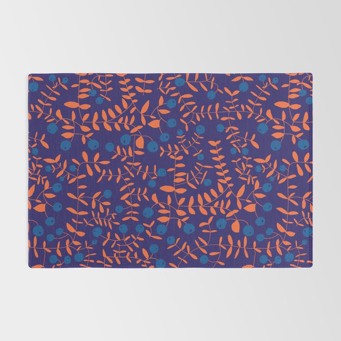 Block print berries blue Rug Gallery Image 2