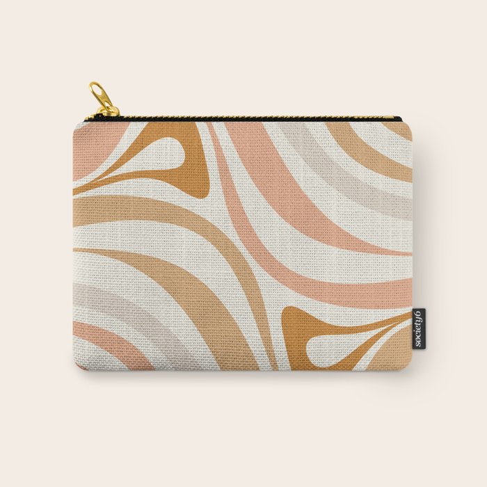New Groove Retro Swirls Abstract Pattern in Pale Boho Blush Apricot Sand Carry All Pouch Gallery Image 1