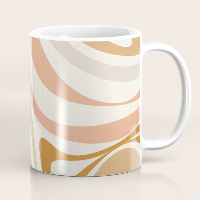 New Groove Retro Swirls Abstract Pattern in Pale Boho Blush Apricot Sand Coffee Mug Gallery Image 1