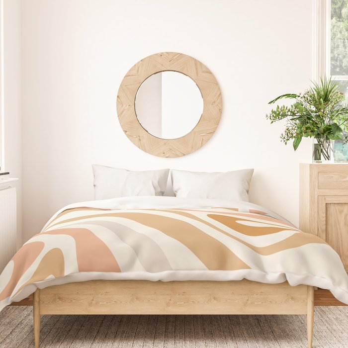 New Groove Retro Swirls Abstract Pattern in Pale Boho Blush Apricot Sand Duvet Cover Gallery Image 3