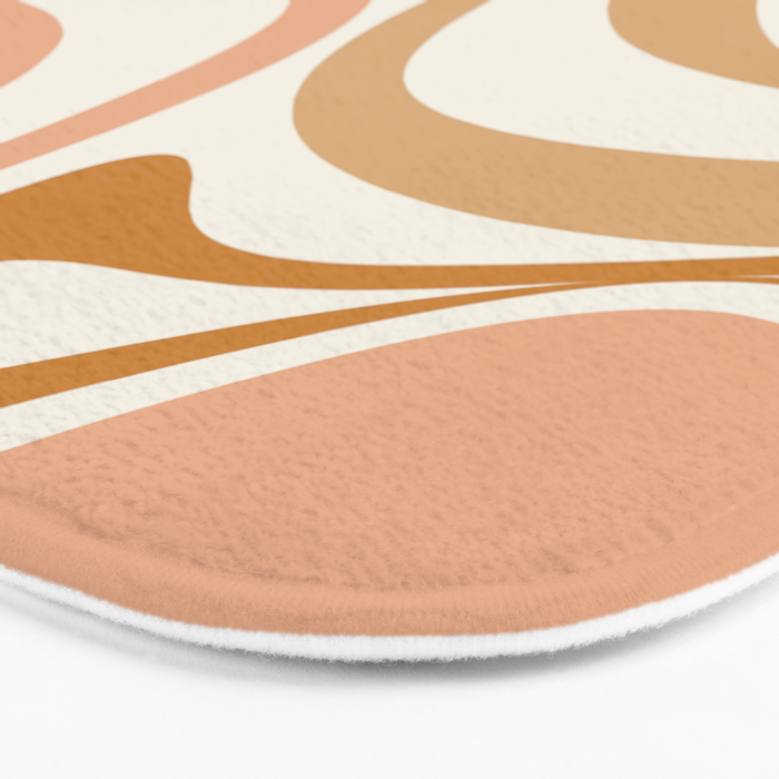 New Groove Retro Swirls Abstract Pattern in Pale Boho Blush Apricot Sand Bath Mat Gallery Image 3