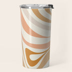 New Groove Retro Swirls Abstract Pattern in Pale Boho Blush Apricot Sand Travel Mug Gallery Image 2