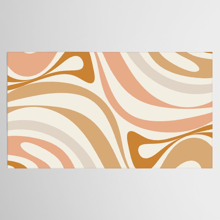 New Groove Retro Swirls Abstract Pattern in Pale Boho Blush Apricot Sand Tablecloth Gallery Image 2