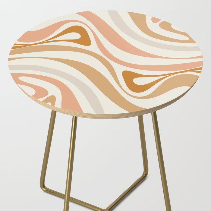 New Groove Retro Swirls Abstract Pattern in Pale Boho Blush Apricot Sand Side Table Gallery Image 2
