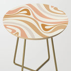 New Groove Retro Swirls Abstract Pattern in Pale Boho Blush Apricot Sand Side Table Gallery Image 2