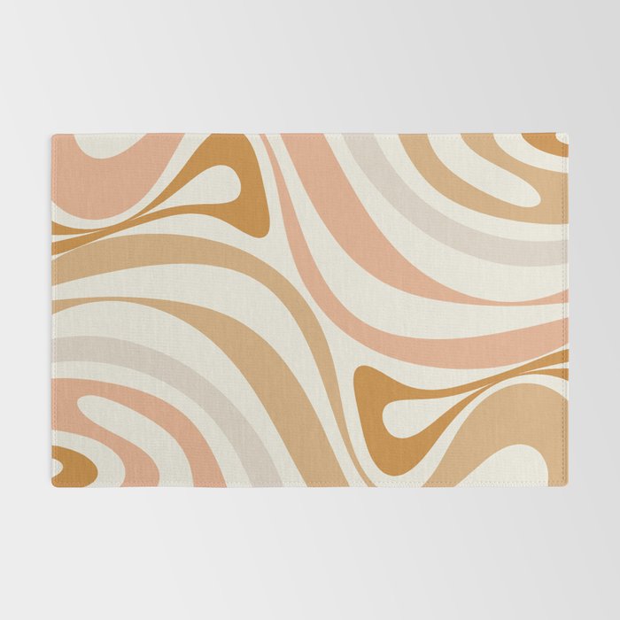 New Groove Retro Swirls Abstract Pattern in Pale Boho Blush Apricot Sand Rug Gallery Image 2
