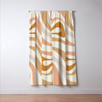 New Groove Retro Swirls Abstract Pattern in Pale Boho Blush Apricot Sand Window Curtain Gallery Image 3
