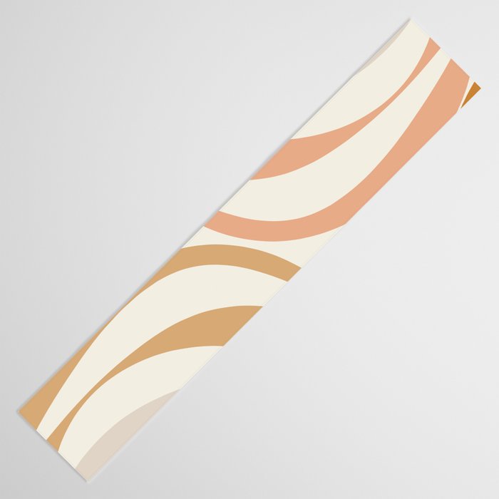 New Groove Retro Swirls Abstract Pattern in Pale Boho Blush Apricot Sand Table Runner Gallery Image 3
