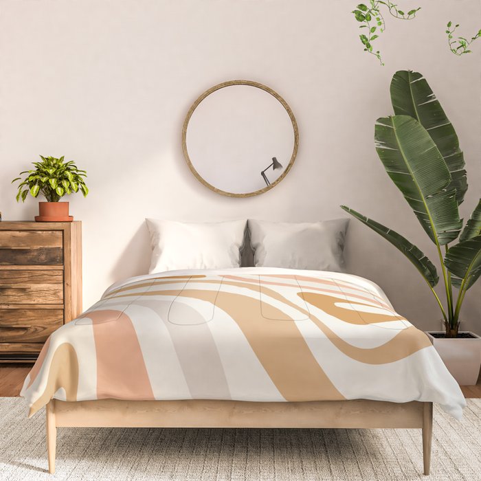 New Groove Retro Swirls Abstract Pattern in Pale Boho Blush Apricot Sand Comforter Gallery Image 3