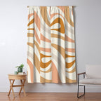 New Groove Retro Swirls Abstract Pattern in Pale Boho Blush Apricot Sand Window Curtain Gallery Image 5