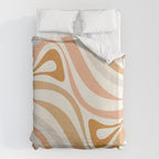 New Groove Retro Swirls Abstract Pattern in Pale Boho Blush Apricot Sand Duvet Cover Gallery Image 6